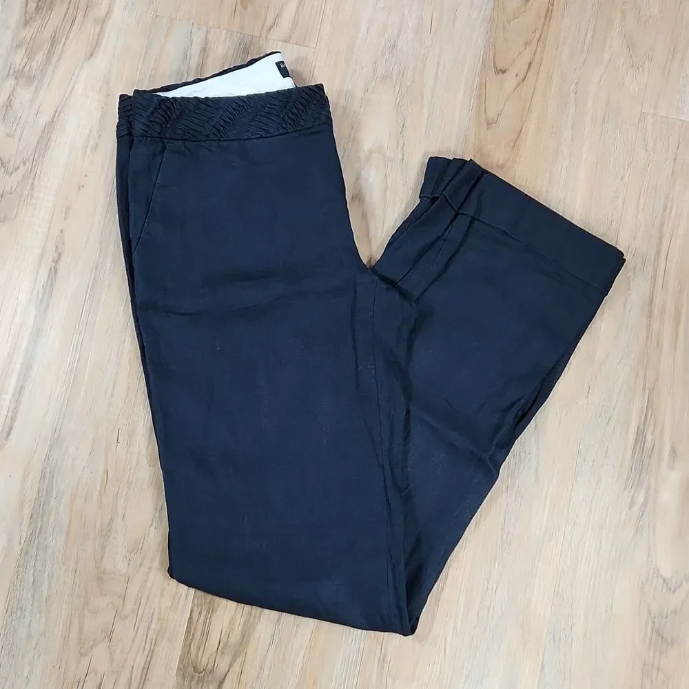 🔹️Banana Republic Dark Blue Martin Fit Cuffed Linen Pants Size 6